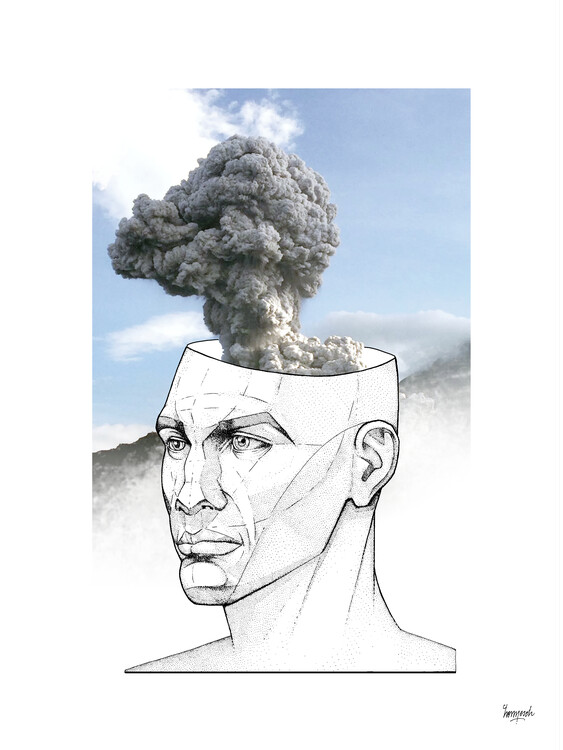 Canvas Print Man Volcano Head