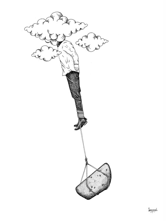 Canvas Print Stone Man Cloud