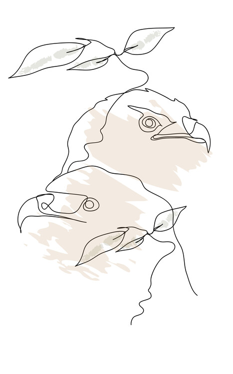 Плакат One Line Art Eagle and Plant
