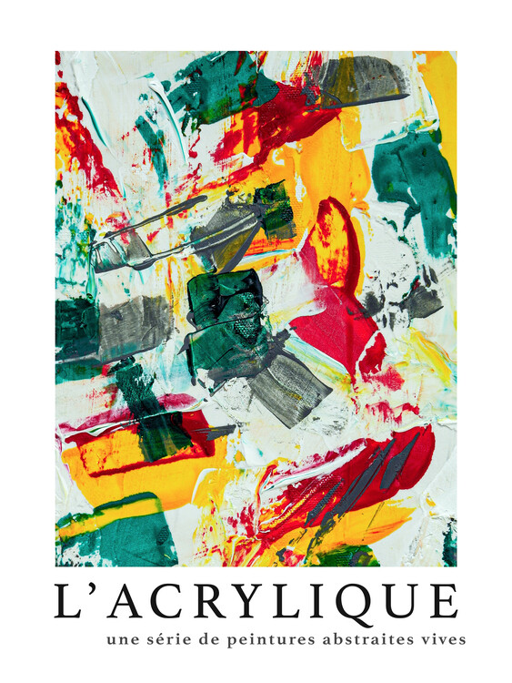 Plakát L'acrylique No.2 (Modern Abstract Painting in Green)