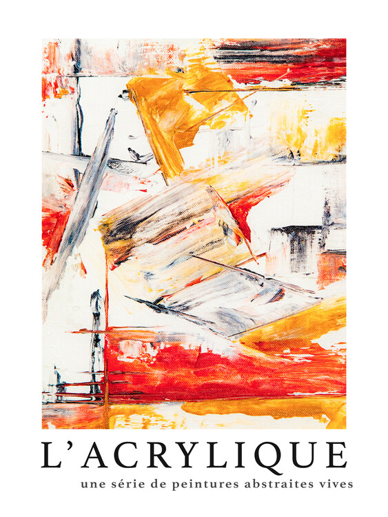 Plakát L'acrylique No.3 (Modern Abstract Painting in Orange)