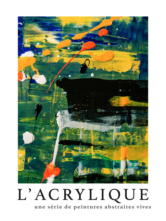 Plakát L'acrylique No.4 (Modern Abstract Painting in Green)