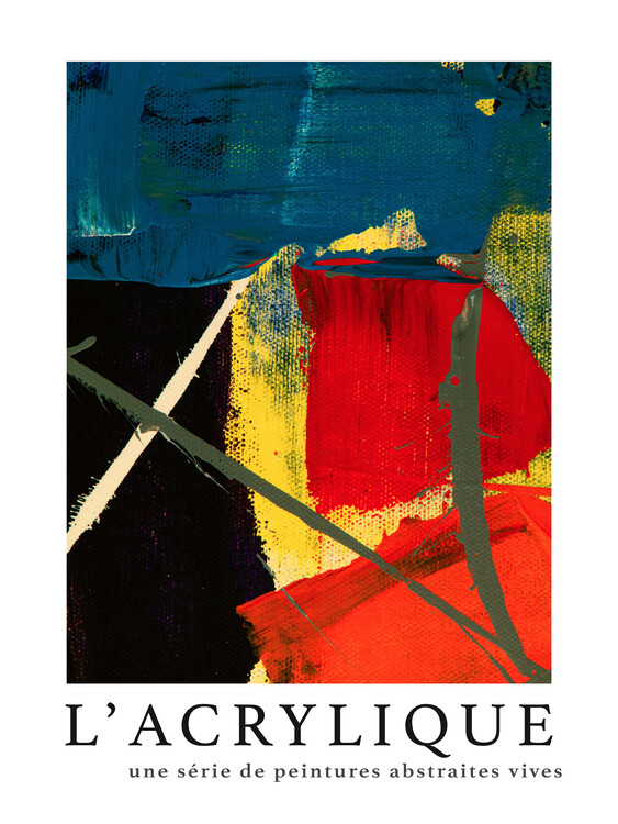 Plakát L'acrylique No.6 (Modern Abstract Painting in Red)