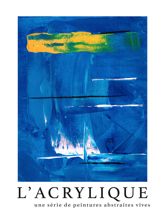 Juliste L'acrylique No.7 (Modern Abstract Painting in Blue)