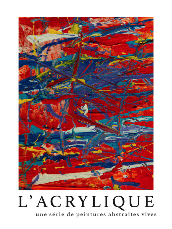 Juliste L'acrylique No.8 (Modern Abstract Painting in Red)