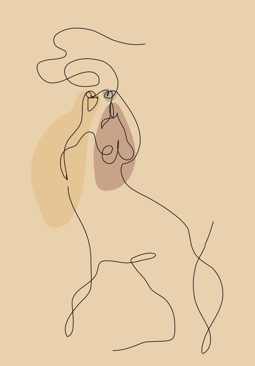 Плакат Minimal Lineart Wolf Howling