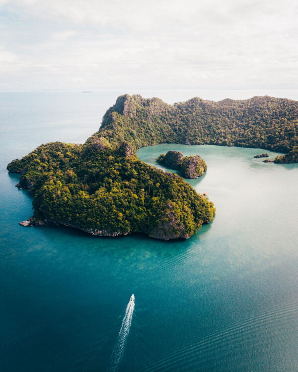 Poster Drone view of old volcado crater