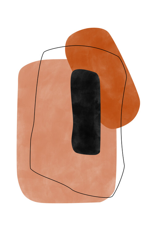 Poster Abstract Orange Shapes & Lines Poster