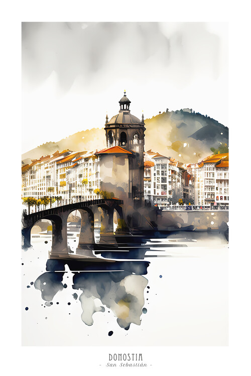 Plakát Donostia San Sebastian Basque Country inspired Watercolor