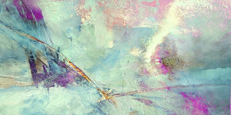Bild auf Leinwand Flying away - beige, rose and turquoise