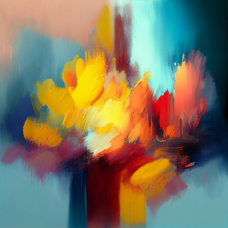Quadro su tela Colorful Abstract Brush Strokes 1