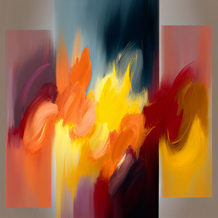 Poster Colorful Abstract Brush Strokes 2
