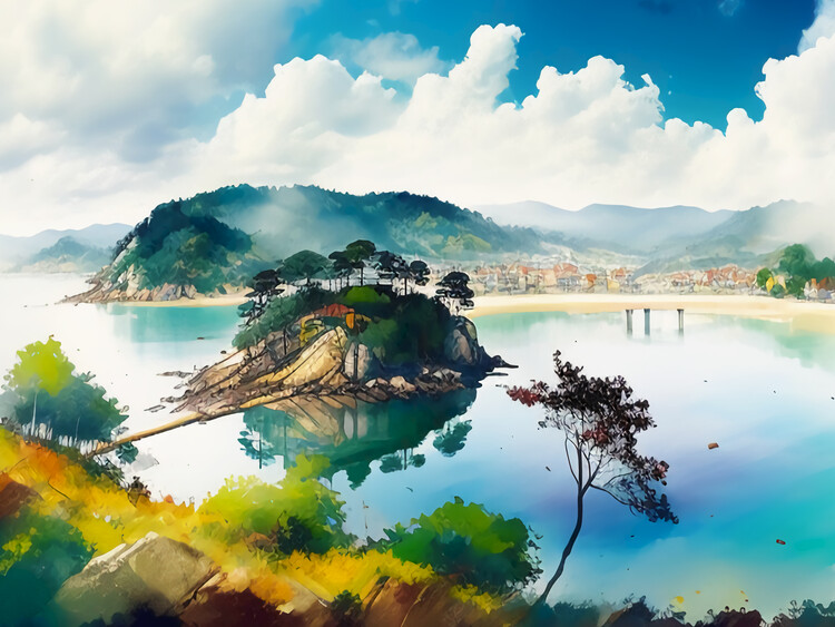 Poster DONOSTIA San Sebastian Concha Painting Romantic Virginal