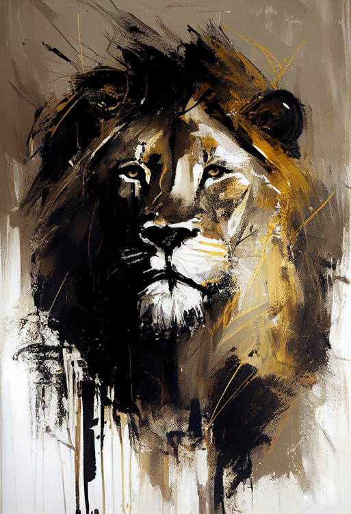 Poster Lion, neutral colors