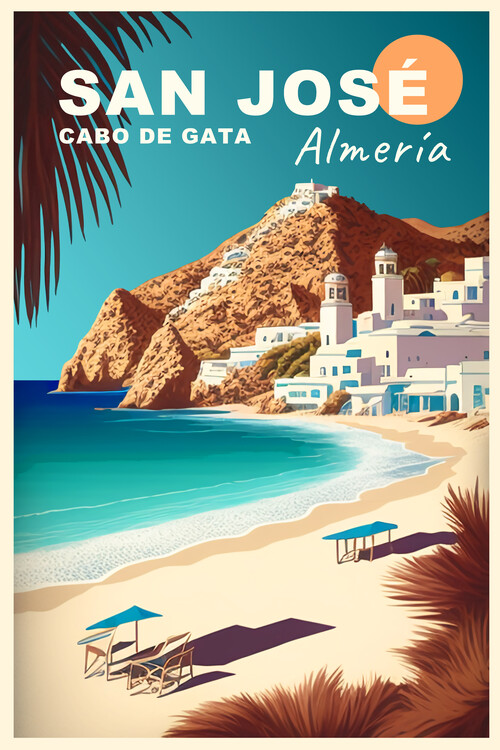 Poster SAN JOSE in Almeria, Cabo de Gata, Beach Vintage Travel