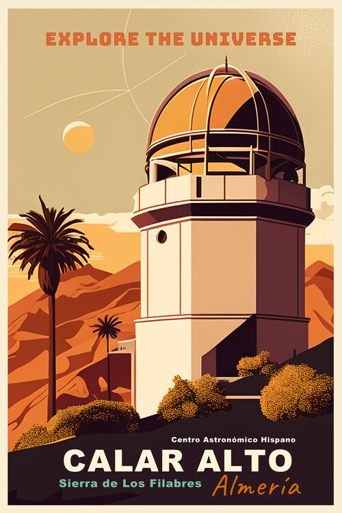 Poster CALAR ALTO in Almeria Astronomical Explore Universe Vintage