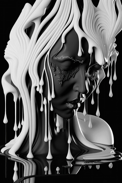 Plakat Female face with dripping white paint