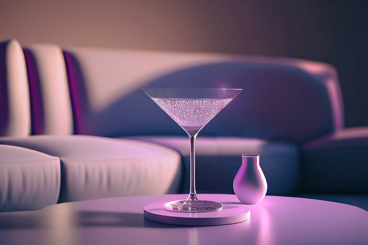 Canvas-taulu Lilac cocktail glass in a lilac luxury interior