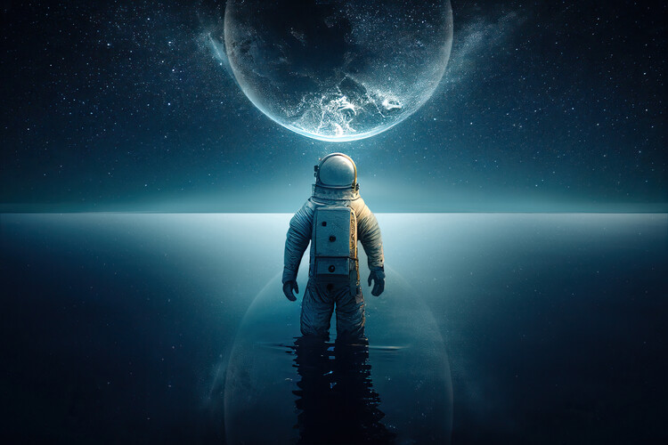 Плакат Astronaut looking at a planet