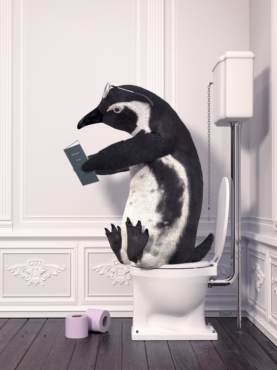 Poster Penguins in Tub Print Wall Art, Penguins in Tub,Penguin art