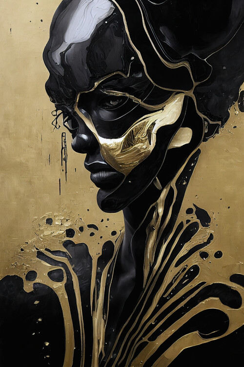 Plakat Gold and black female portrait