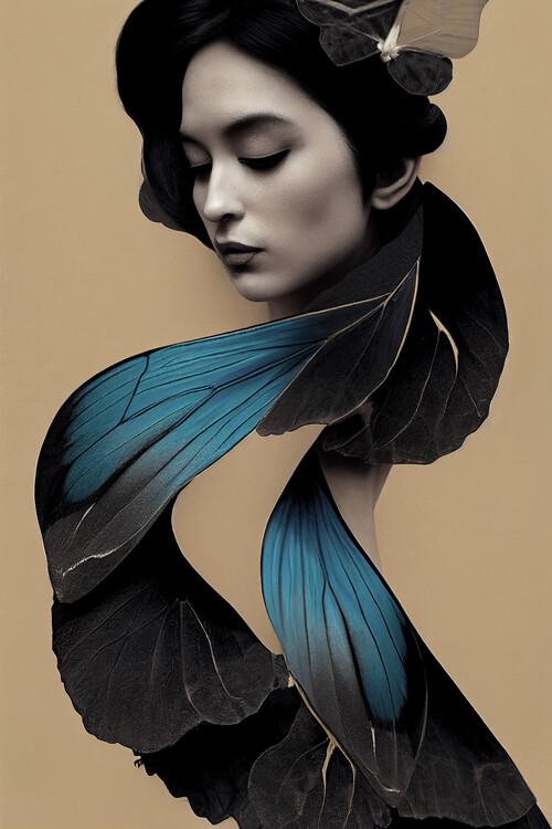 Plakat Woman with a butterfly wings