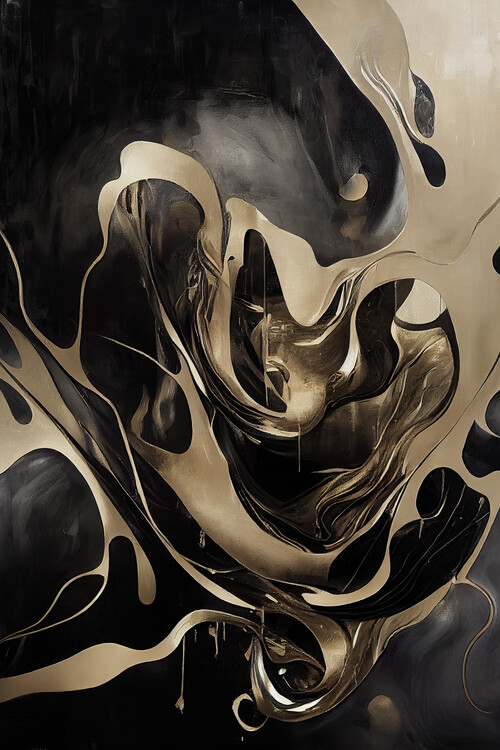 Poster Gold and black painting