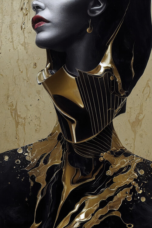 Plakat Gold and black  portrait of a woman