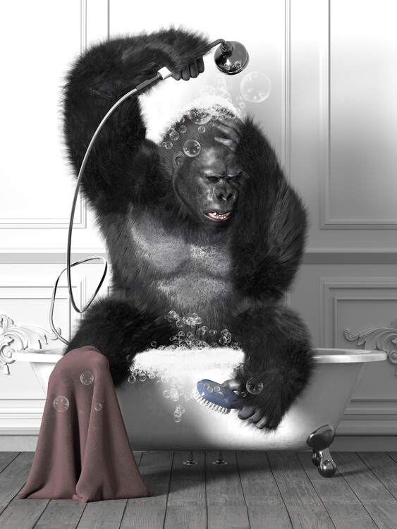 Poster Animals in Tub Print Wall Art, gorilla Photo art