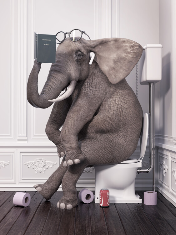 Poster Animal in Tub Print Wall Art, elephant Photo art