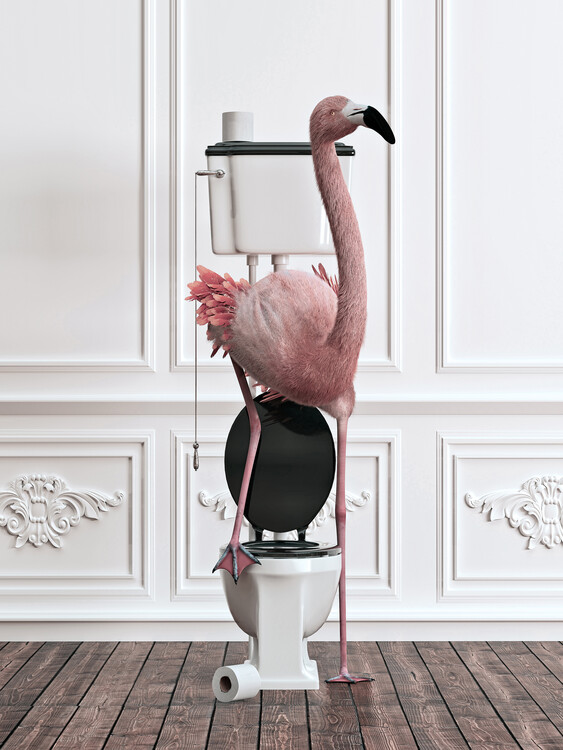 Poster Animals in Bathtubs,Flamingo Photo, Flamingo Art