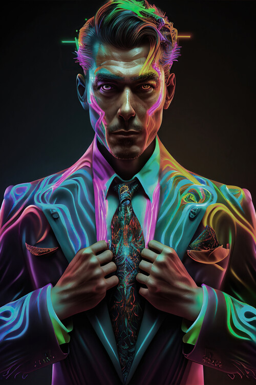 Plakat Businessman with neons