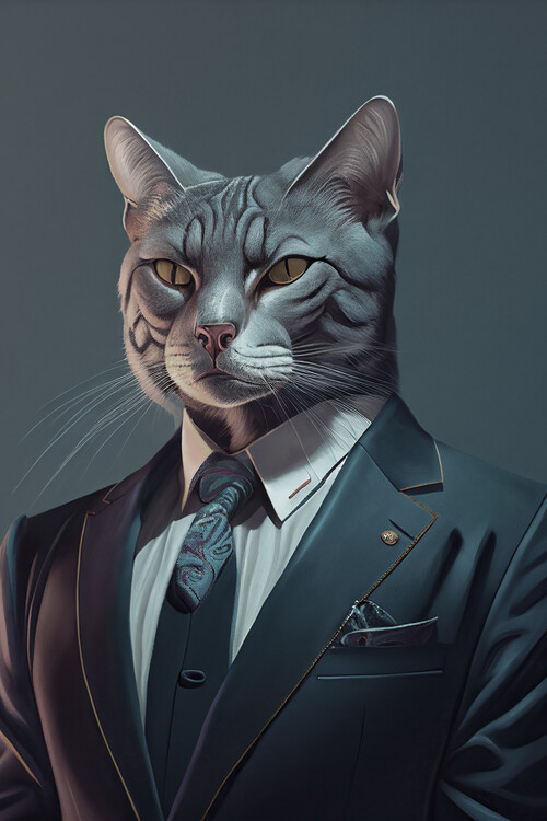 Plakat Cat in suit