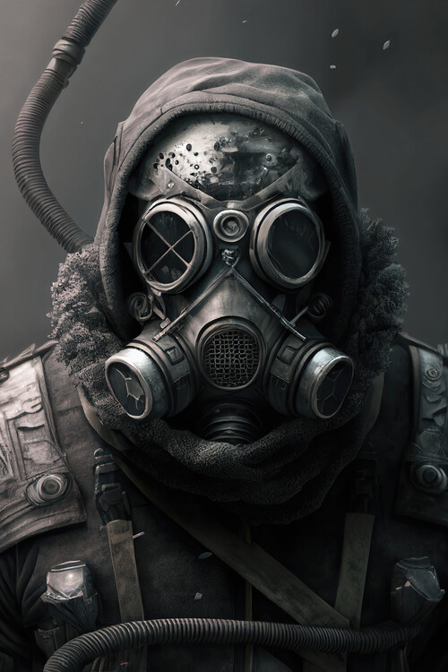 Poster Person in a gas mask