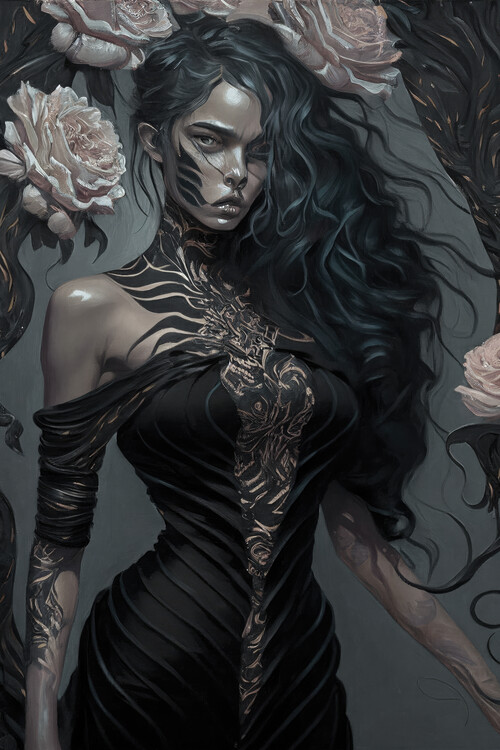 Plakat Woman in black dress