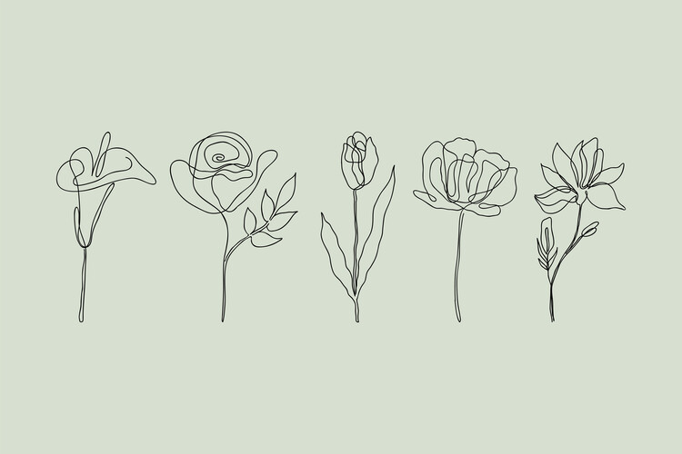 Poster One Line Flowers Poster No.2
