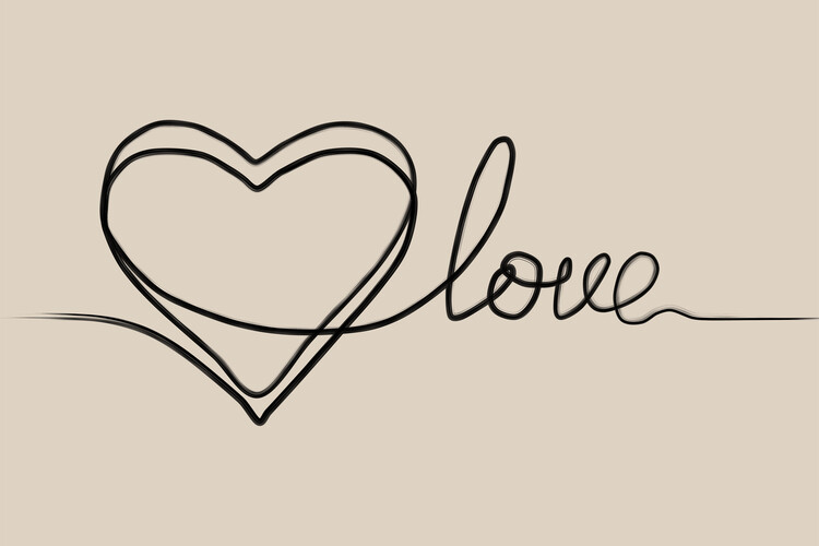 Poster One Line Heart & Love Poster