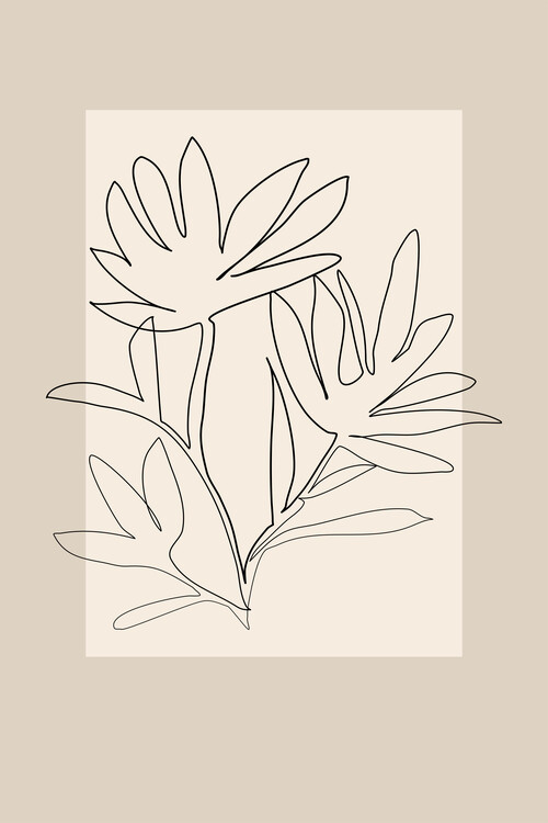 Poster One Line Abstract Flowers Poster