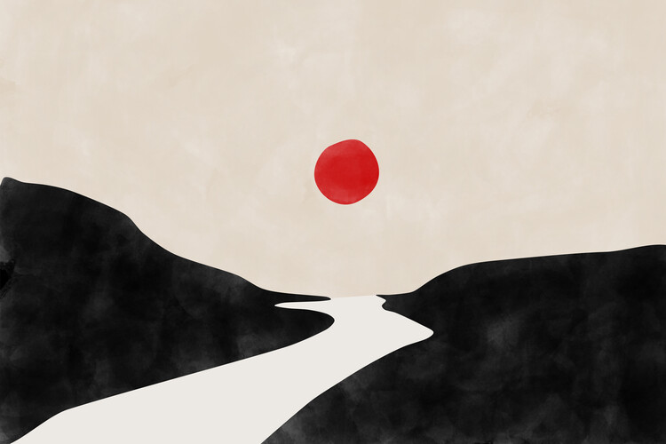 Poster Abstract Beige & Black Landscape Poster