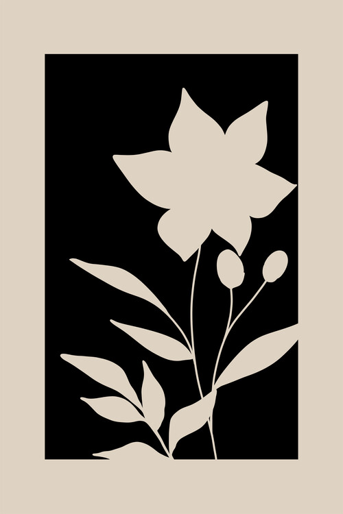 Poster Beige & Black Flowers Poster No.1