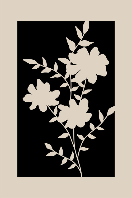 Poster Beige & Black Flowers Poster No.2