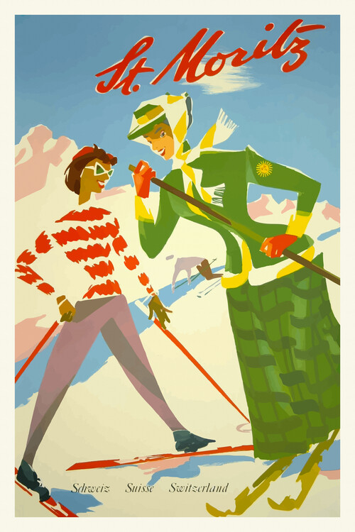 Canvas Print Vintage Travel Poster (Ski Season / Snow)