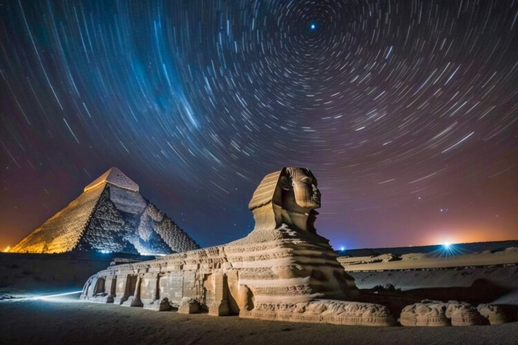 Poster THE SPHINX & PYRAMID in Giza (Egypt) | Starry sky timelapse