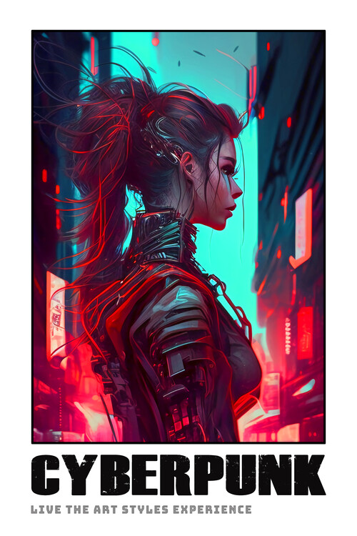 Poster CYBERPUNK Style | Futuristic Dystopian Girl MOD Cyberpunk #2
