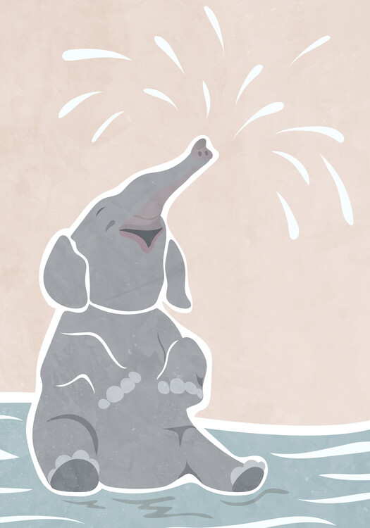 Плакат Scandi Elephant nursery kids