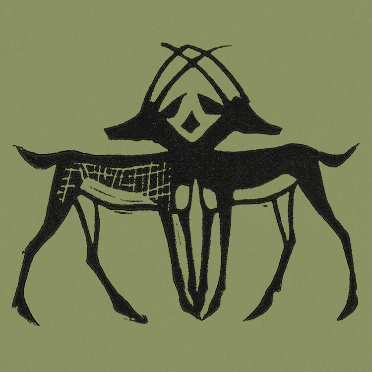 Obraz na płótnie Two Antelope (Green Graphic) - Gerrit Willem Dijsselhof