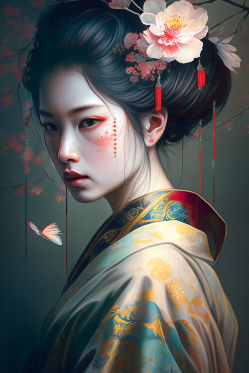 Poster Geisha Kunst Tradition Japanische Kultur Japanisches Mädchen