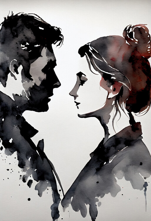 Плакат Couple in love painted in watercolor