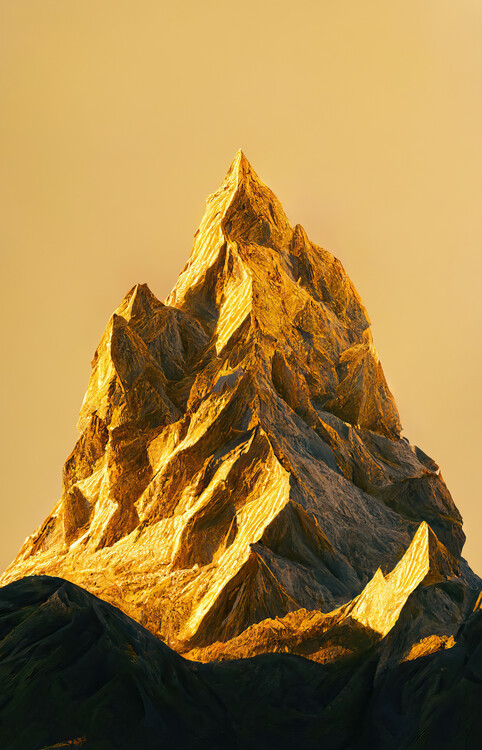 Poster Isolated mountain peak at sunset