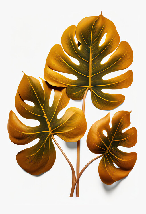 Плакат Ocher colored philodendron leafs